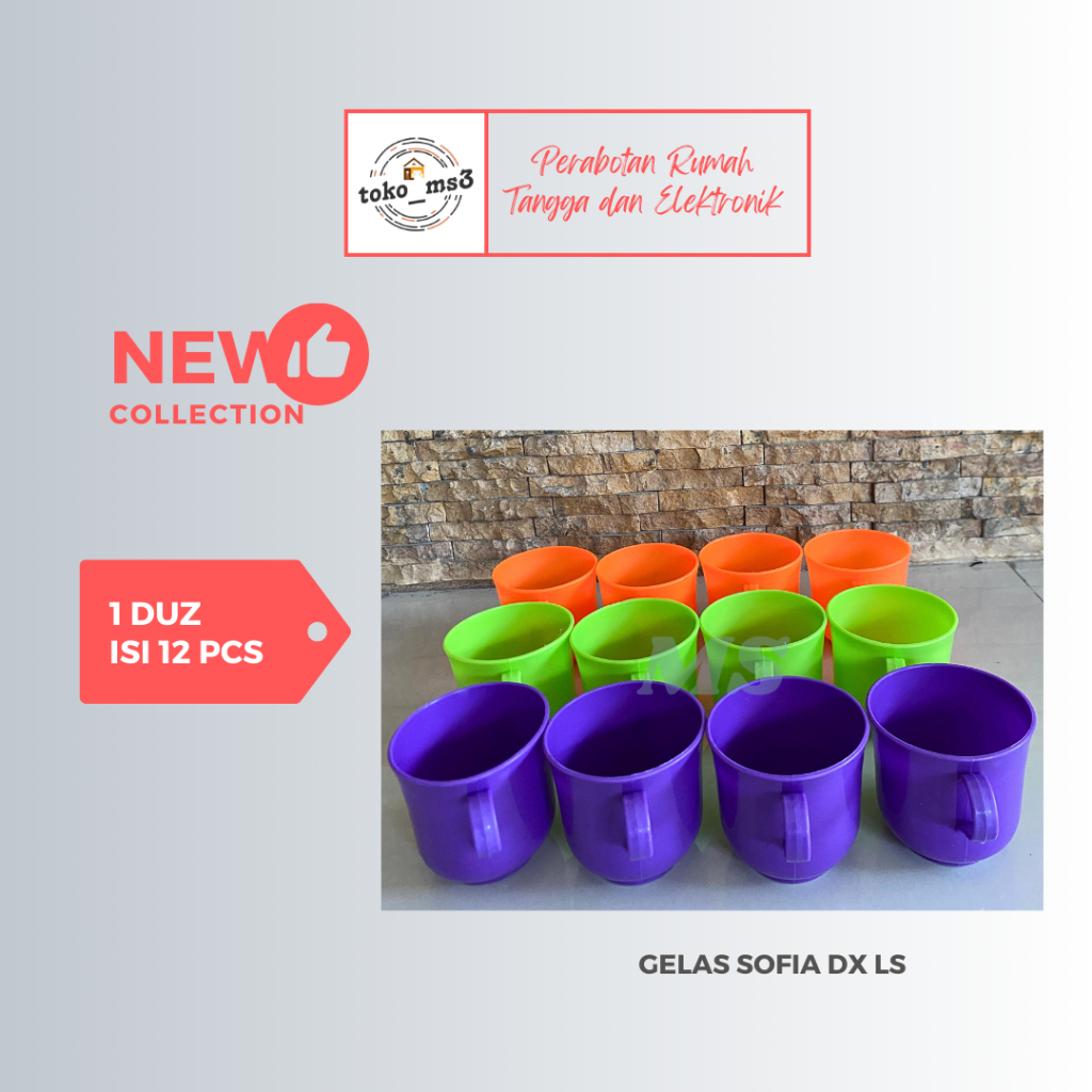 12 PCS Gelas Sofia/Gelas Atom Plastik/Cangkir Plastik 1 Lusin