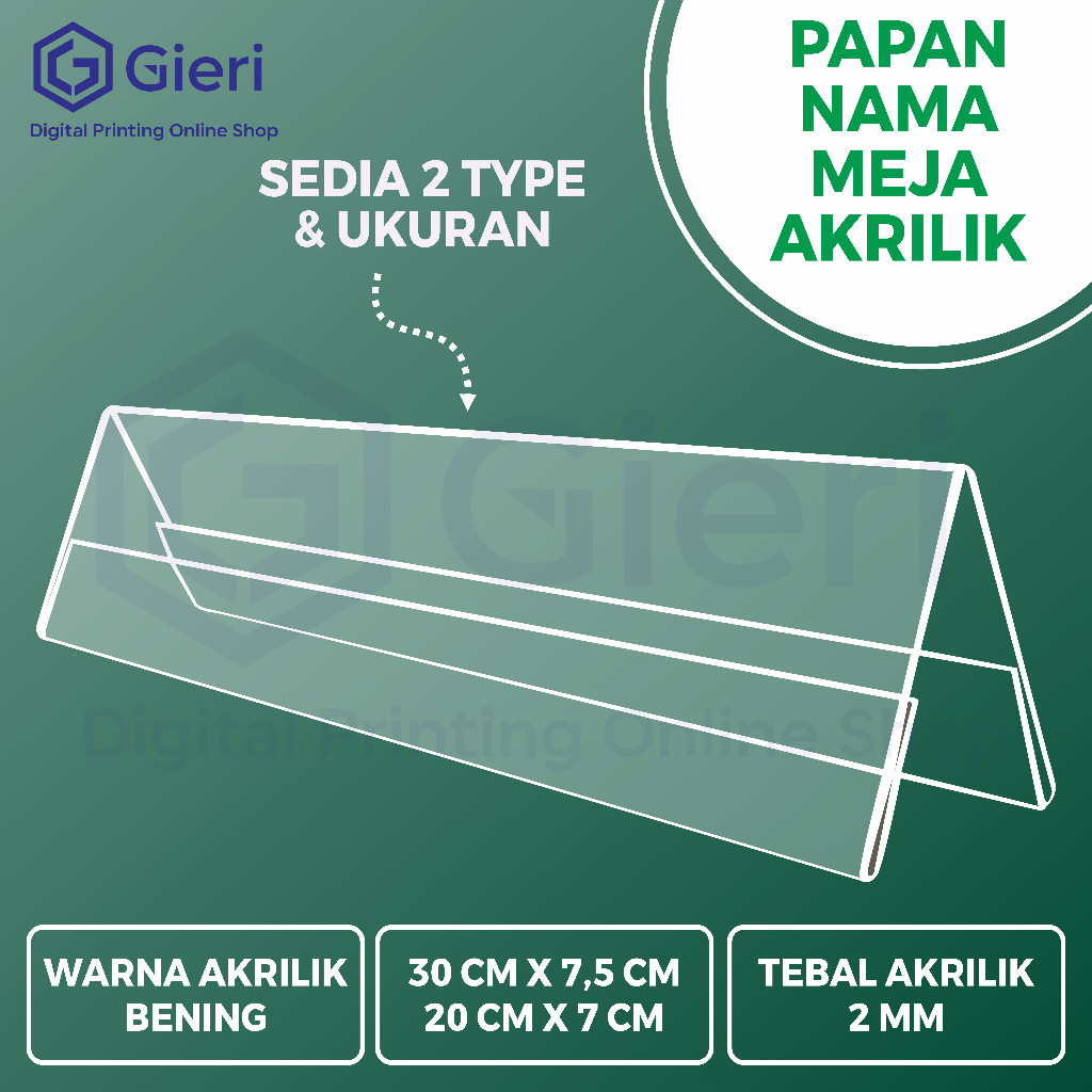 

GIERI - AKRILIK / PAPAN NAMA MEJA AKRILIK / NAME TAG HOLDER TYPE V & L