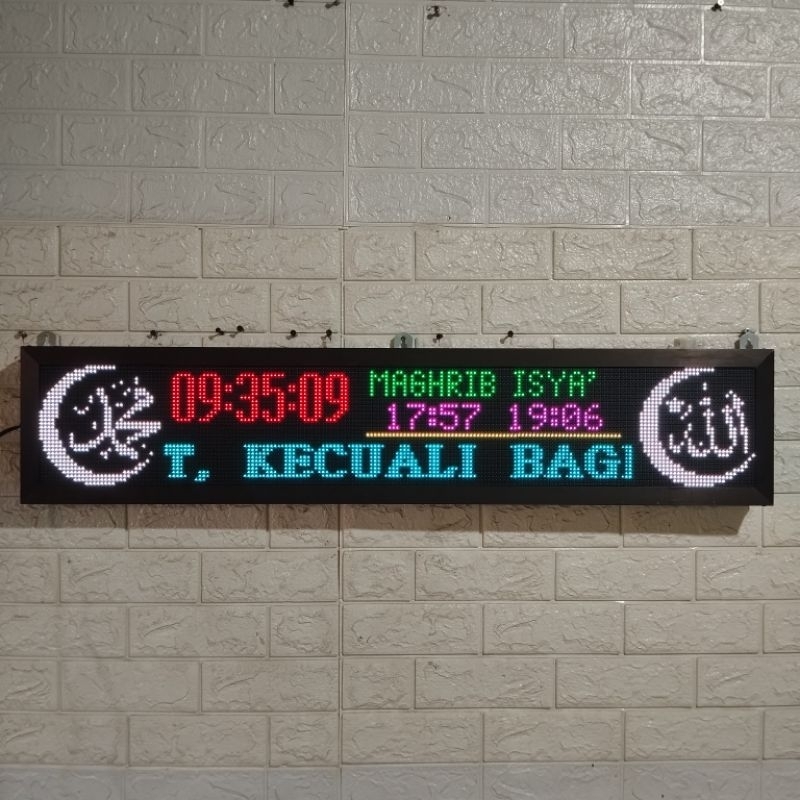 Jam Masjid Digital Running Text Full Warna Tbk