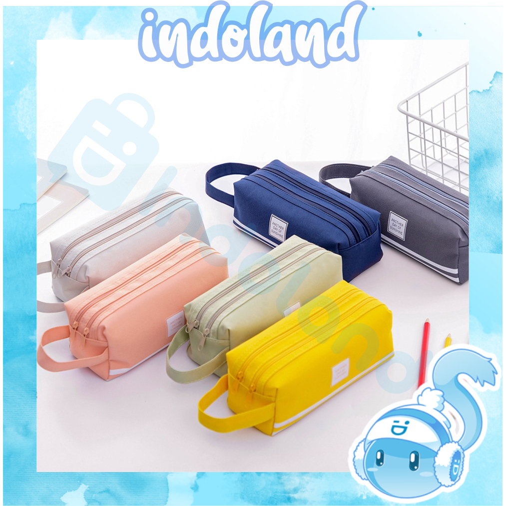 

☀ INDOLAND ☀ Kotak Pensil Dan Stationery Dual Zipper / Dompet Pensil 2 Pouch S135