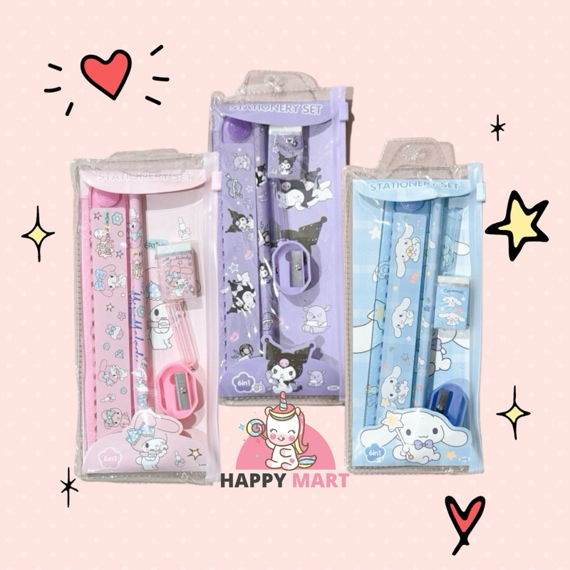 

Penggaris SET PENSIL POUCH PLASTIK kuromi / melody / cinnamoroll