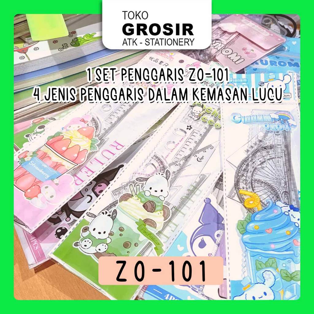 

Penggaris Set 4 in 1 Lengkap Perlengkapan Sekolah Komplit Lucu - ZO 101