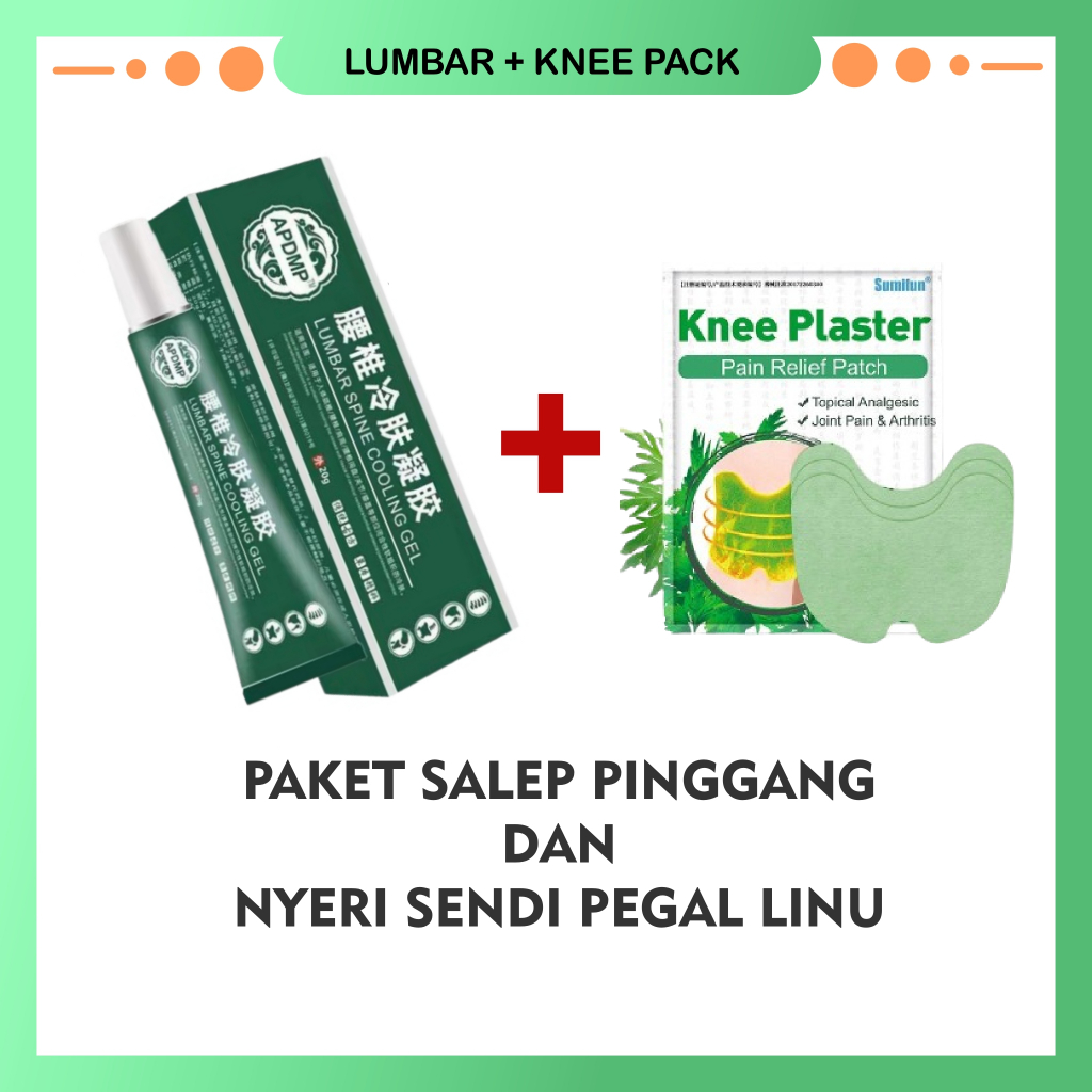 PAKET Salep Gel Cina Lumbar Original Krim Lutut Pereda Nyeri Otot Pinggang + Sumifun Knee Plaster Pa