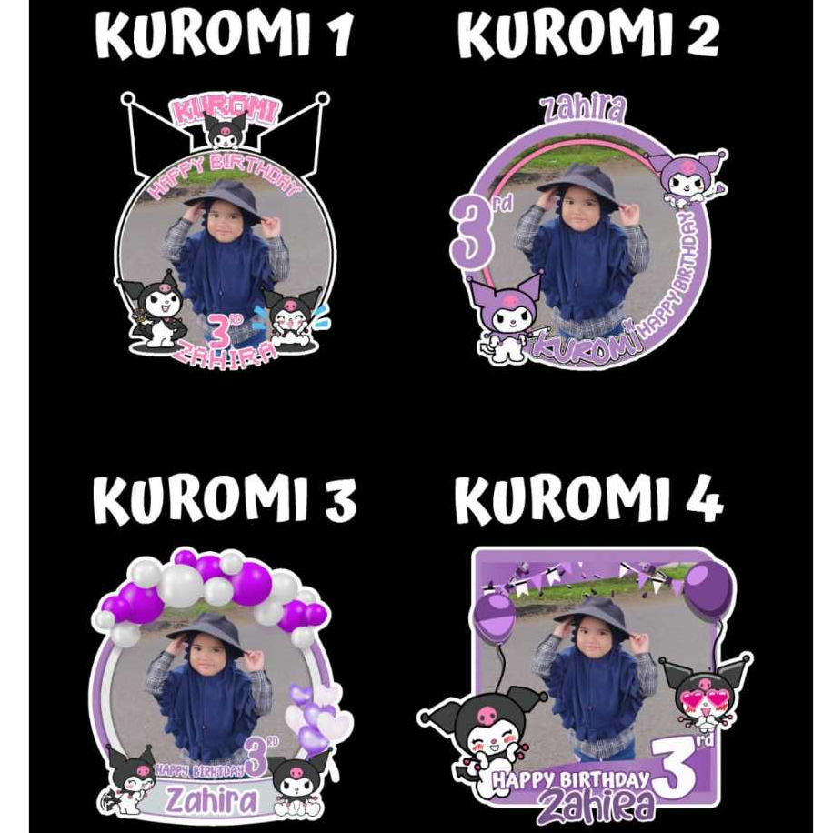 Kaos Ulang Tahun kuromi,FREE foto dan nama anak frem karakter Kuromi