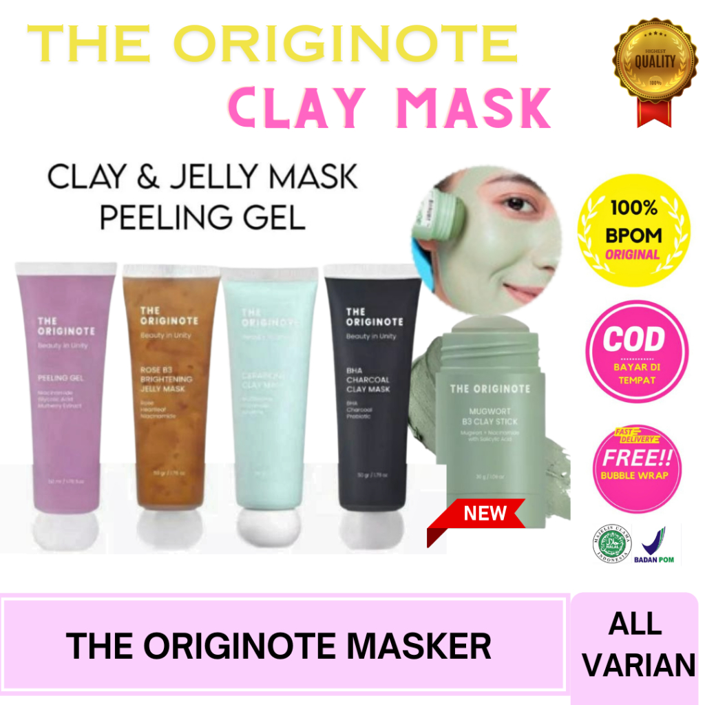 𝐔𝐍𝐈𝐐𝐔𝐄 𝐌𝐀𝐑𝐓 - ORIGINOTE Clay Mask / Masker Whitening / Masker Wajah Clay Mask Stick | BHA Charcoal C