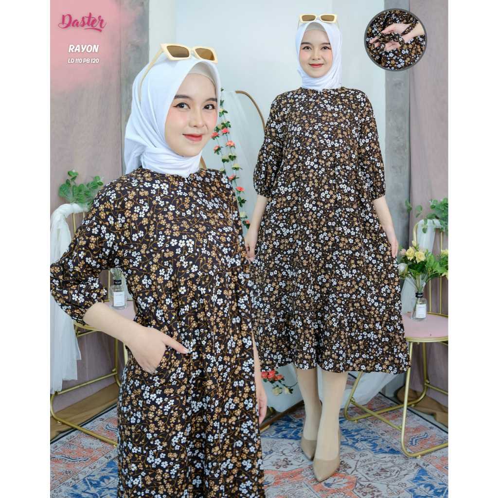 Daster rayon lengan panjang model terbaru motif bunga trend terbaru bumil friendly atasan daster wan