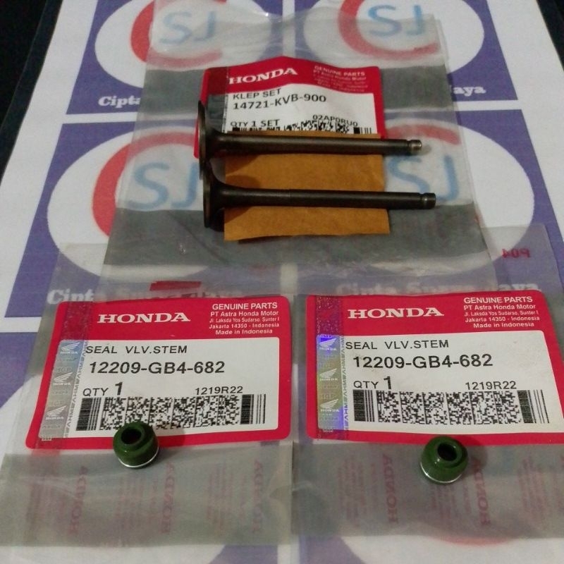 KLEP SET PAYUNG KLEP IN/EX KOJ  + 2PCS SEAL KLEP GB4 ORIGINAL OEM , VARIO ,VARIO 110 FI, BEAT, BEAT 