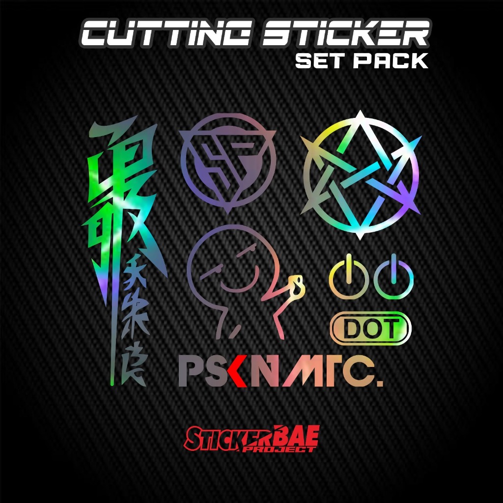 Stiker pack kanji katakana sp emoji emot bintang stiker set cutting untuk motor