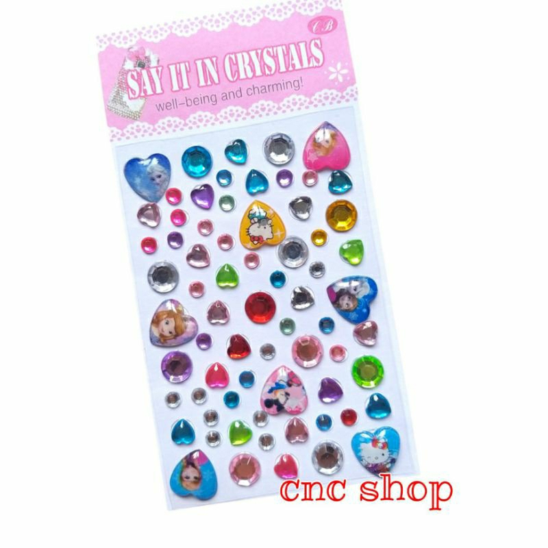 Stiker HP Kristal Karakter Anak Cewe Minnie Frozen Princess dll Sticker Blink Blink Lucu Murah Tempe