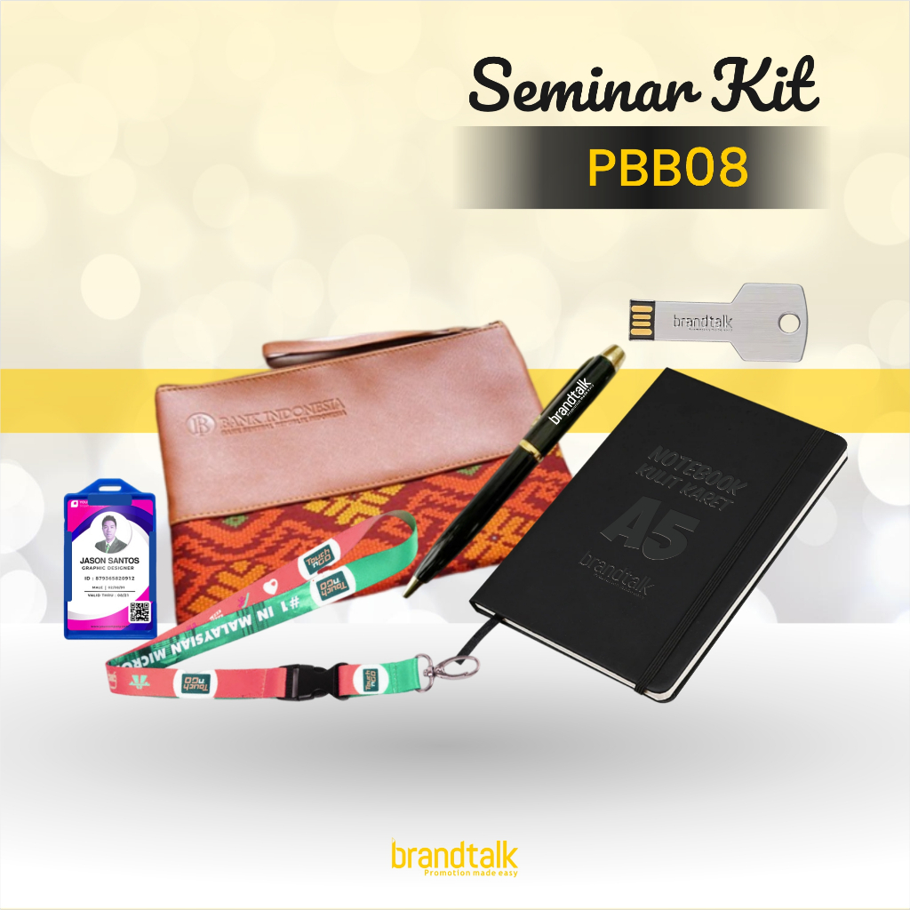 

Paket Seminar Kit Custom - Pouch, Notebook Karet Grafir, Pulpen Besi Grafir, Flashdisk Besi, Paket Lanyard - PBB8