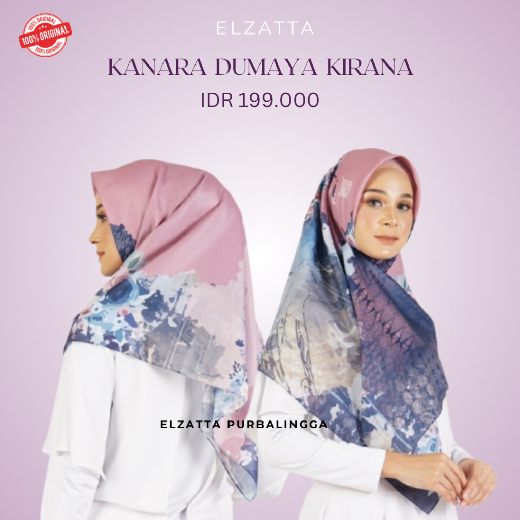 Elzatta Jilbab Segi empat  Motif Bahan Voal Kanara Dumaya Kirana Scarft Premium By Elzatta Diskon 20