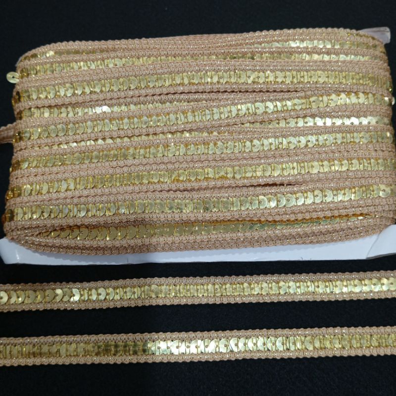 Renda list meteran | renda lis emas | renda gamis | renda abaya | renda gold 1cm |