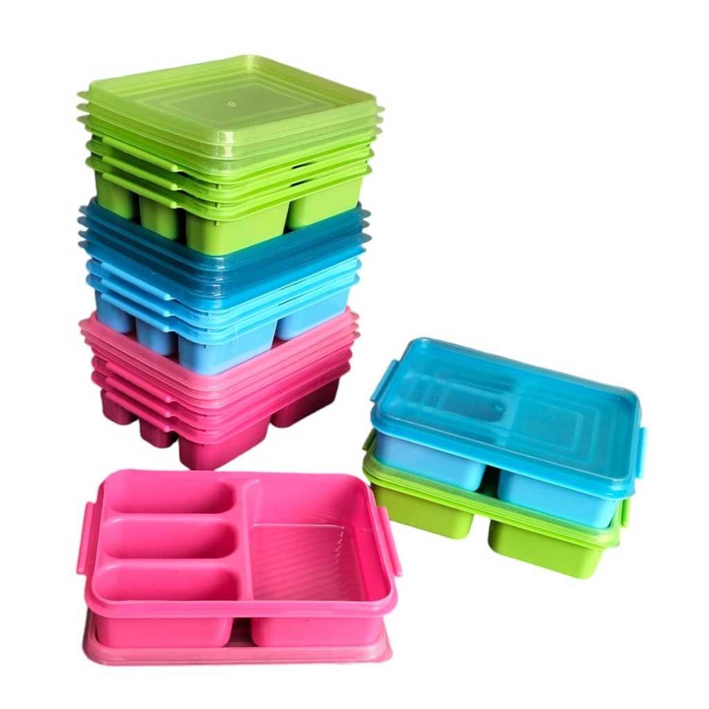 Tempat Makan / MISTING LILY Serbaguna / Lunch Box  Omprong Kotak Bekal Murah Best Sekat 4