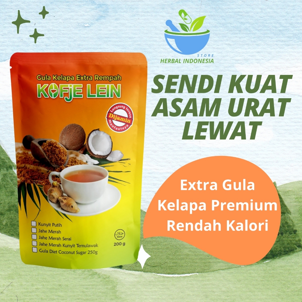 

KOFJE LEIN Obat Diabetes Asam Urat Kolesterol Darah Tinggi Jahe Merah Serei Bubuk Ekstra Gula Kelapa