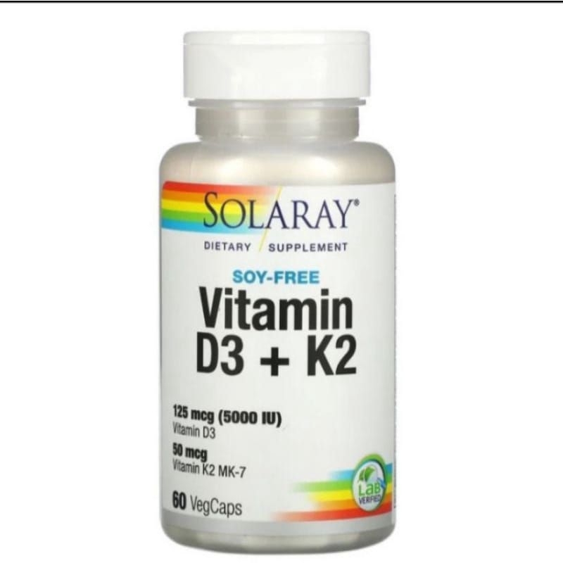 Solaray Vitamin D3+K2 5000iu Asli 100% Original - Multivitamin Solaray 60 Vegcaps