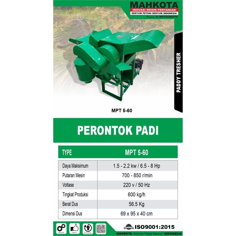 MESIN PERONTOK PADI MPT 5-60 MAHKOTA | PADDY TRESHER