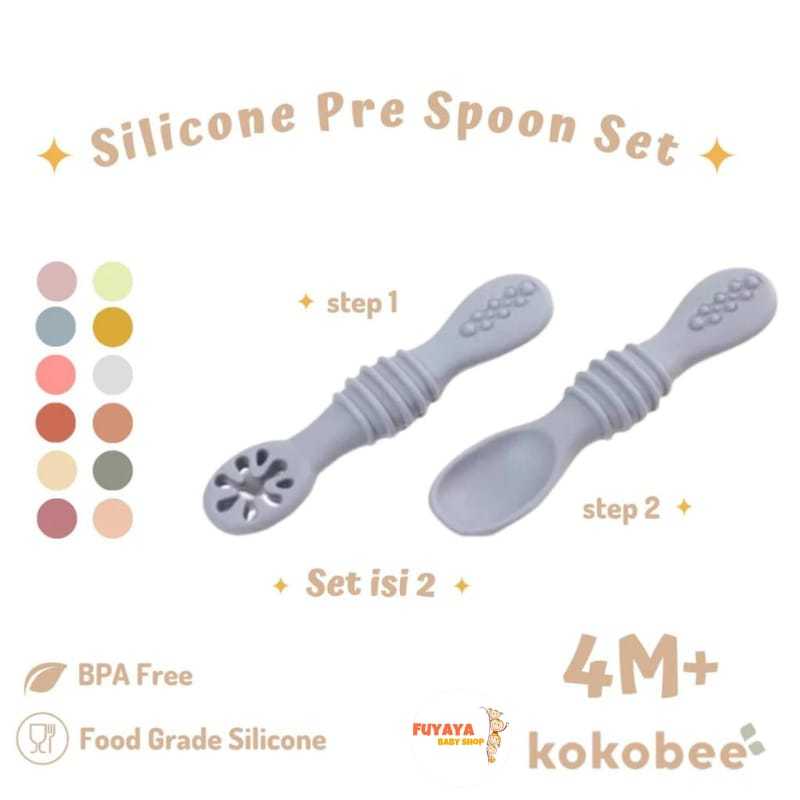 KOKOBEE - Silicone Pre Spoon for Baby Feeding Training / Baby Training Spoon / Sendok Makan Bayi Sil