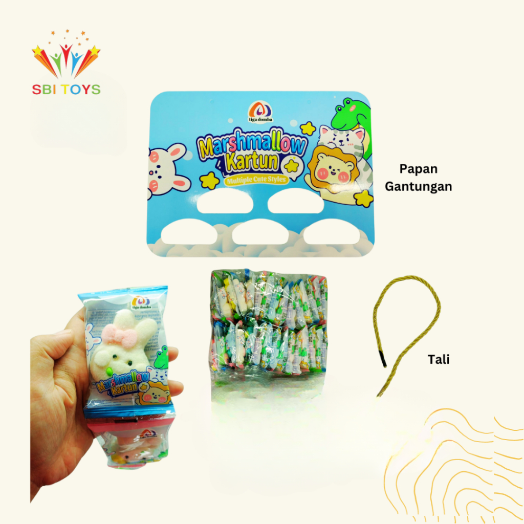 

[SBI TOYS] 30 pcs Permen Marshmellow Kartun || Marshmellow Murah Dengan Papan Gantungan