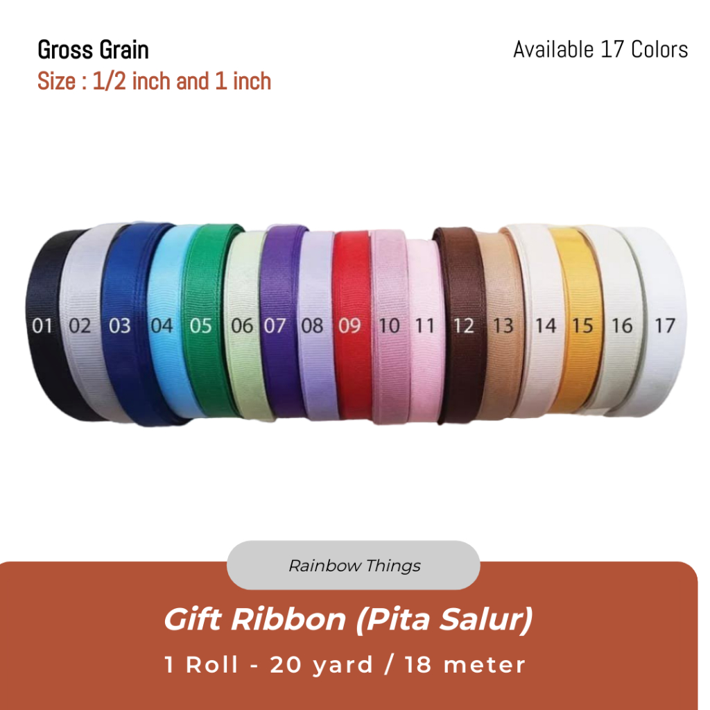 

[20 Yard] Pita Salur Gross Grain 1.2cm / 2.5cm