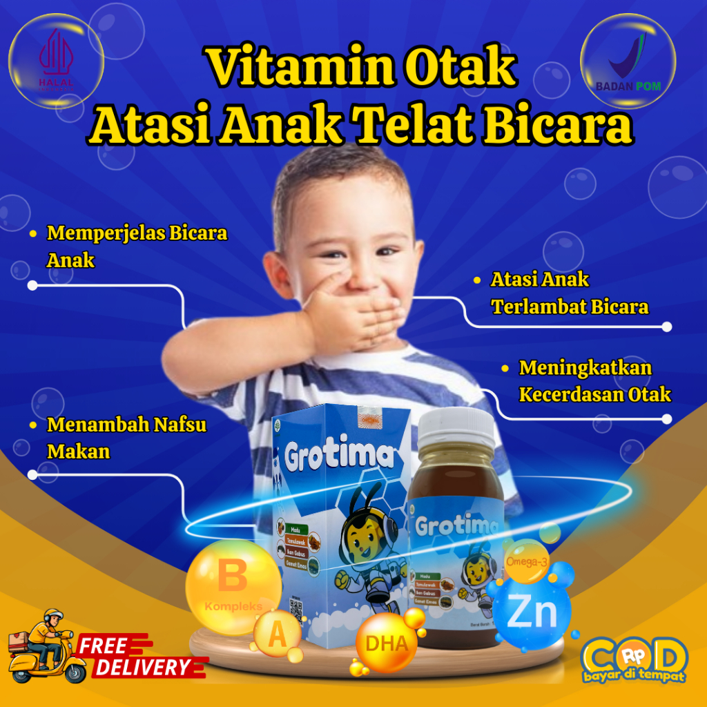 Vitamin Anak Terlambat Bicara / Vitamin Anak Telat Bicara/Grotima Original Untuk Anak Telat Bicara/O