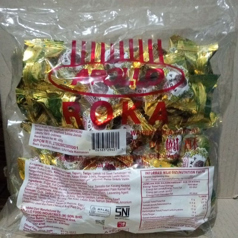 

Apollo Roka Wafer Bola Coklat Isi 70