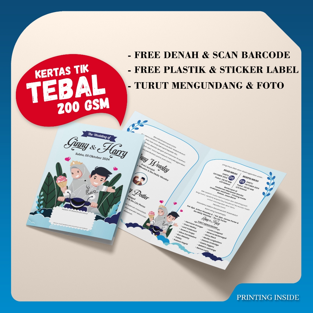 Cetak Undangan Rustic Unik Murah Undangan Pernikahan Lucu Crysant 12