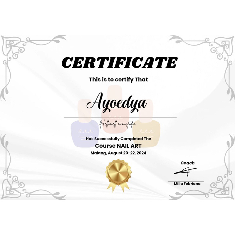 

(free custom )sertifikat eyelash dan nail art custom (edit dan cetak)