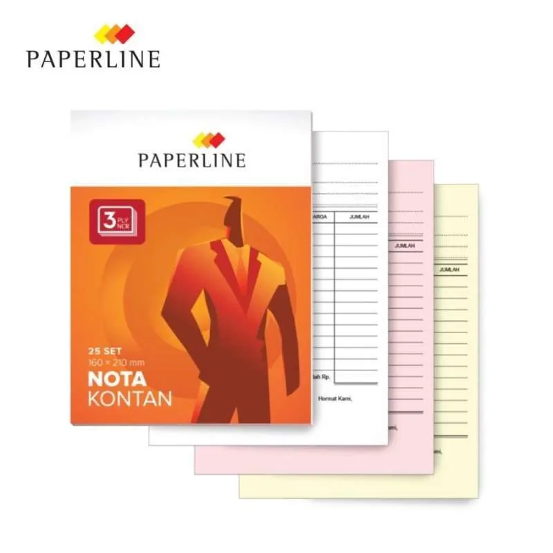 

paperline nota kontan besar 3ply ( harga 1pak / 10 buku)