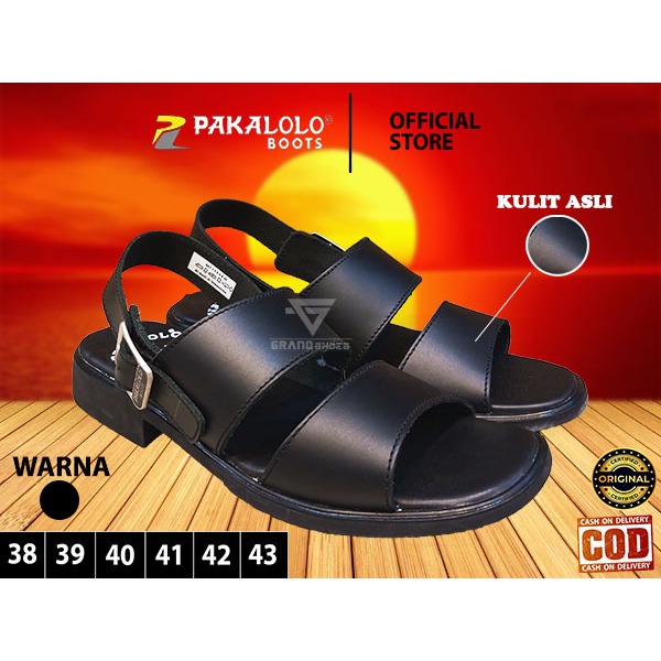 PAKALOLO  1904 sandal tali kulit asli  best pria dewasa hak  tahu 3 cm  leather kasual ORIGINAL