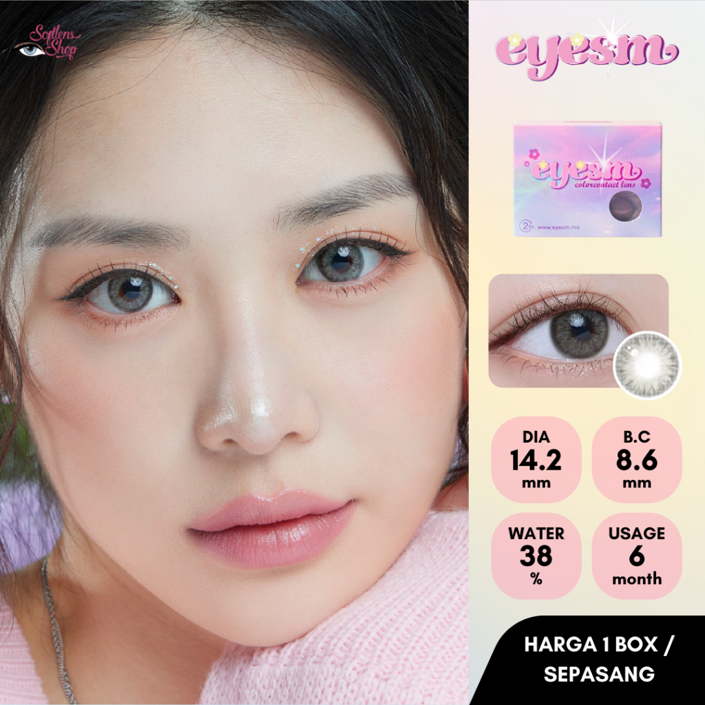 [HARGA 1 PASANG] Softlens Eyesm Sephia Gray 14.2mm Abu Natural Look Lensa Kontak Mata Normal sd Minu