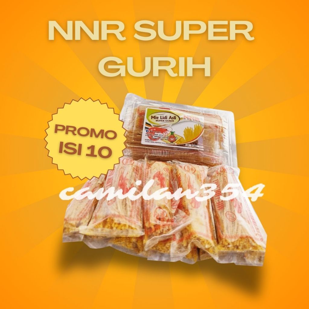 

[PAKET ISI 10] NNR Mie Lidi Asli Super Gurih - Isi 10pcs X 10 Mika / Mi Carang Sunduk Kering Bumbu Original Asin Renyah