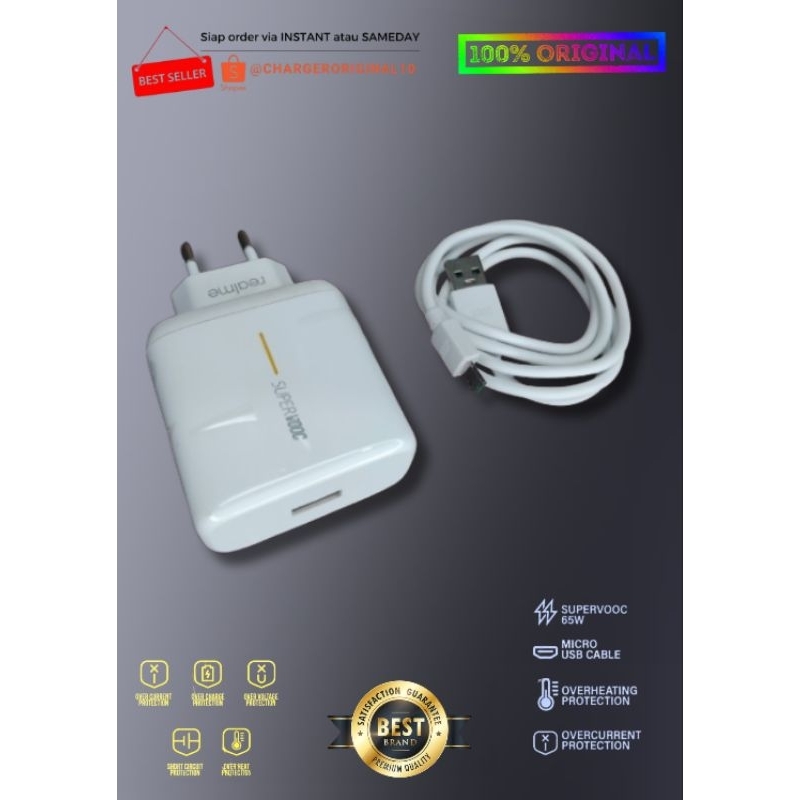 Charger Realme C15 Original 100% Fast Charging 65 Watt Micro USB Casan Realme SUPERVOOC 65WATT C15 C