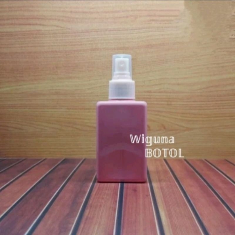 Botol Spray 100ml KOTAK PINK + TUTUP SPRAY PUTIH / Botol 100ml Kotak Spray Pink