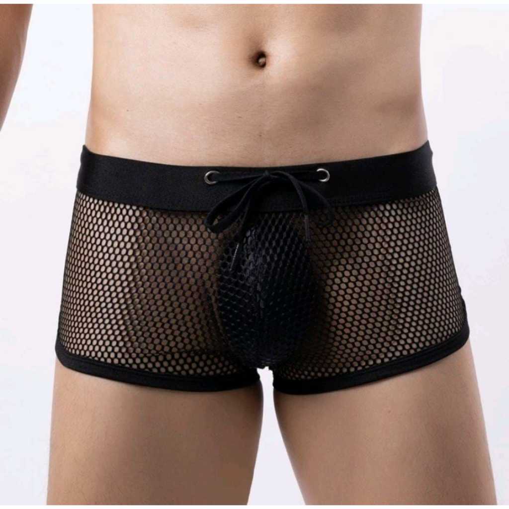 CELANA BOXER PRIA BRIEF JARING TRANSPARAN TEMBUS PANDANG