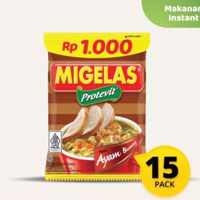 

MIGELAS Mi Instant Rasa ayam bawang RENCENG ISI 15 bungkus
