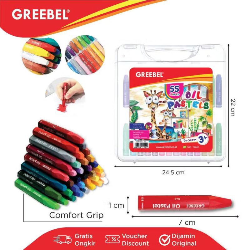 

Crayon GREEBEL 55 Warna / Oil Pastel 55 Warna