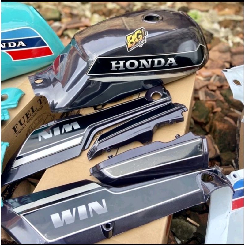 TENGKI SET BODI DEPAN BELAKANG HONDA WIN WARNA GREY ABU PLUS STRIPING