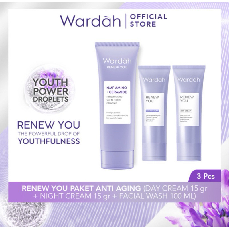 WARDAH RENEW YOU PAKET ANTI AGING ( isi 3produk)