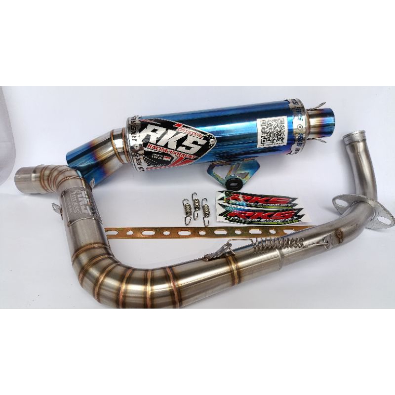 KNALPOT SAMLONG ORIGINAL RKS BLUE MOON LEHER STAINLESS VARIO 125/150 BEAT FI ESP/KARBU AEROX 155
