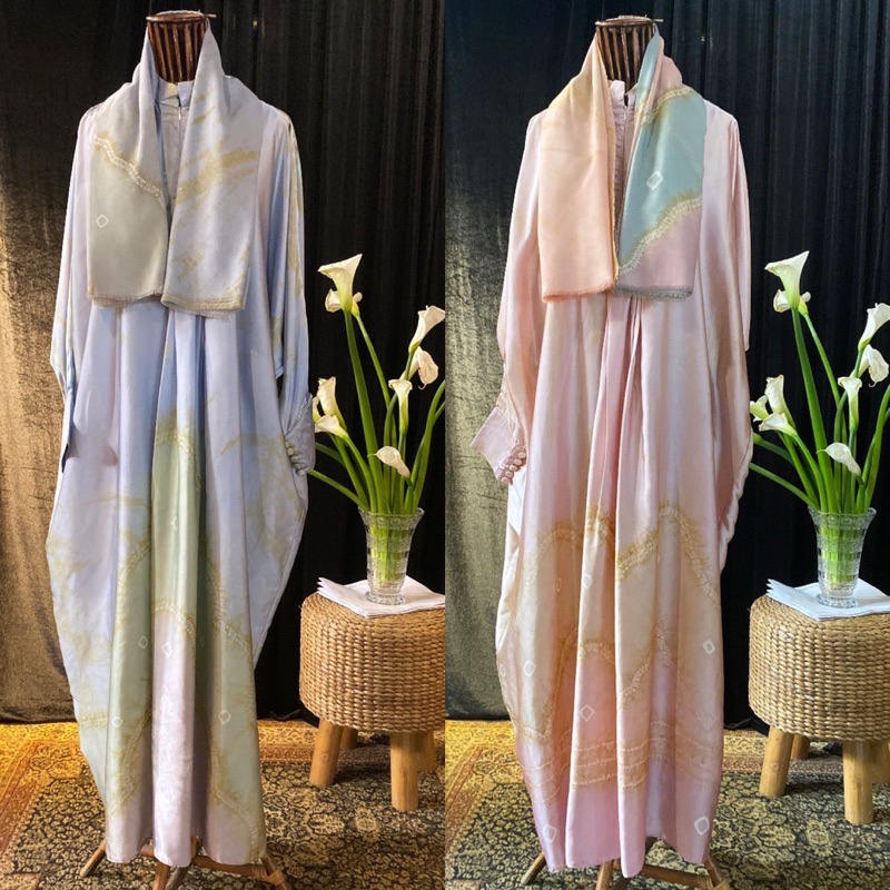 Zelva Set Jilbab Maxi Gamis Dress Jumputan By Dian Pelangi ( ORIGINAL ) Limited 