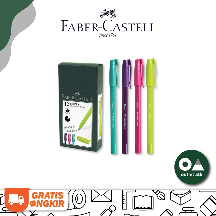 

Faber Castell Tripen Ballpoint 0.7 Black - Pulpen Hitam isi 12