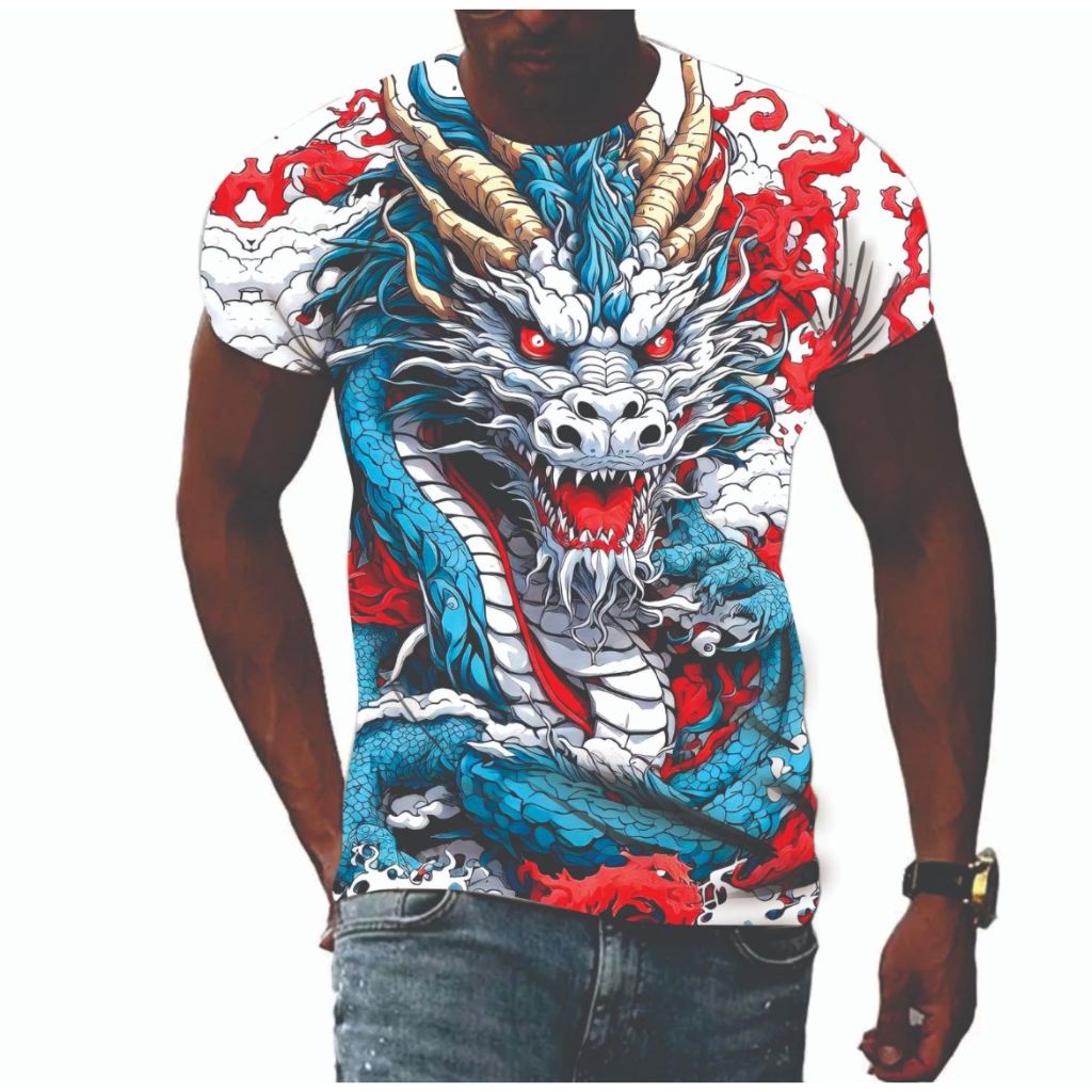 KAOS  ATAU DRESS TAG THAILAND DRAGON MIX 02 COMIC AOP (ALL OF PRINT KATUN POLYSTER PREMIUM 24 S) | D