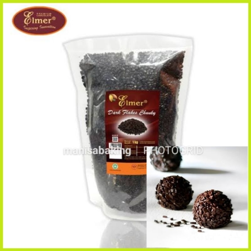 

ELMER DARK FLAKES CHUNKY 100 GRAM TOPPING SERPIHAN COKLAT TABUR CHOCOLATE FLAKE