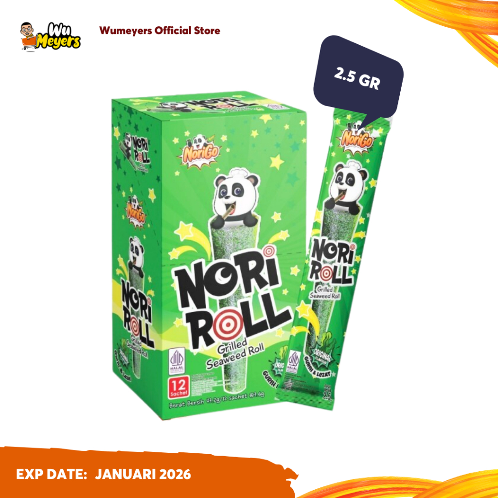 

Norigo Snack Nori Roll Grilled Seaweed Roll / Snack Rumput Laut Norigo Original