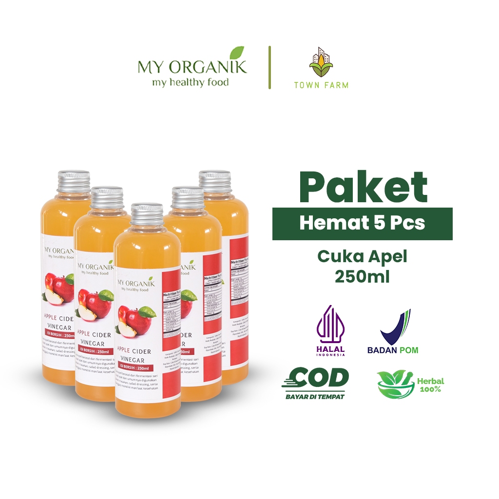 

My Organik Paket Hemat 5in1 Cuka Apel Original Organik Apple cider Vinegar With Mother 250ml Cuka Apel Organik With The Mother Untuk Diet CUKA SARI APEL