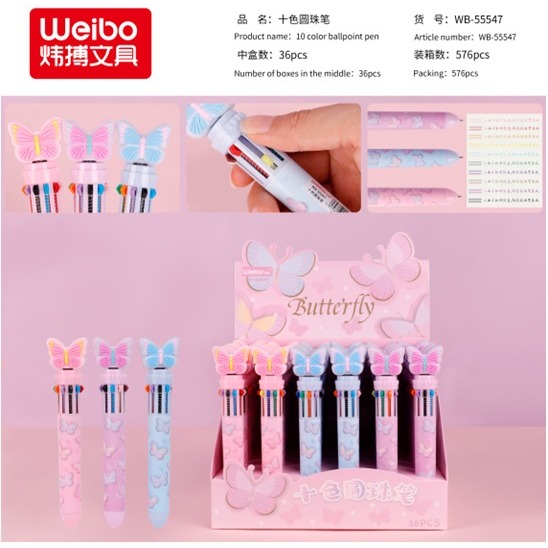 

WEIBO BALLPOINT PEN 10 WARNA - PULPEN LUCU