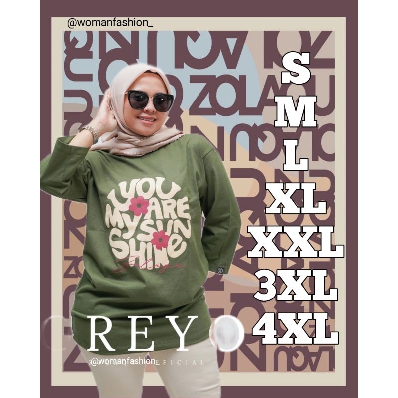 Kaos Wanita Zolaqu Original Semitunik Hijau Greyo Lengan Panjang Bahan Katun Premium Nyaman Stylish 