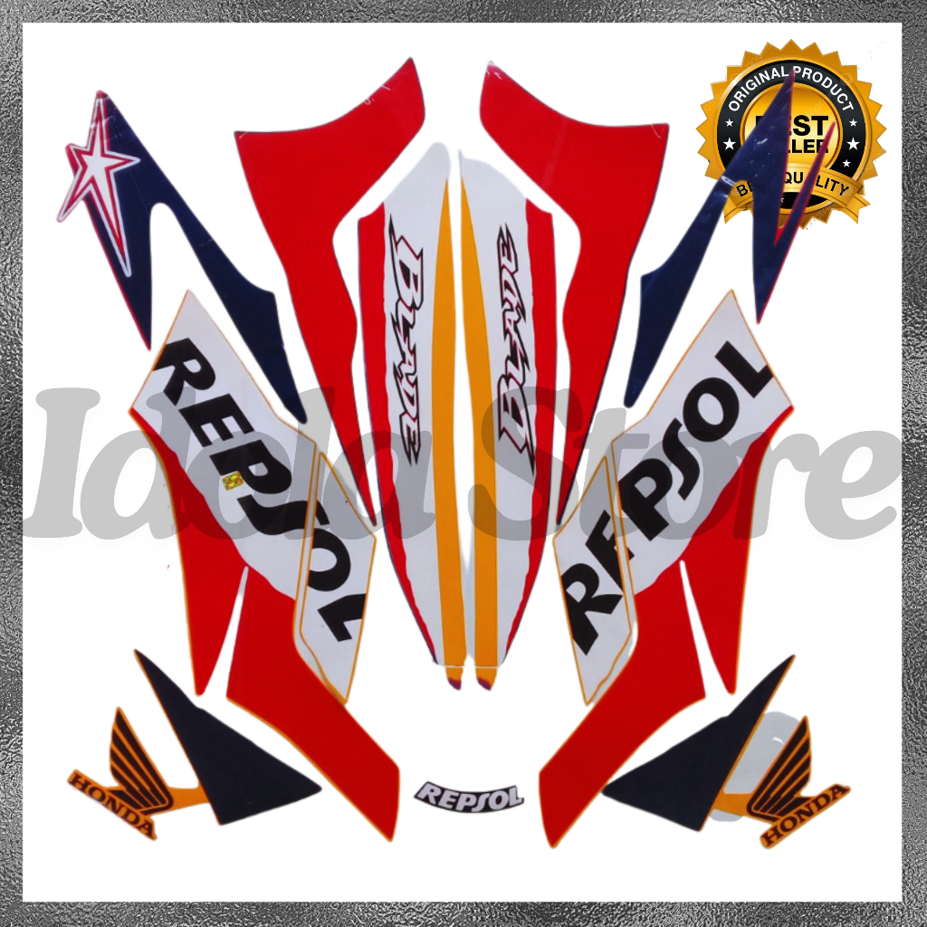 STIKER STRIPING STANDART HONDA BLADE REPSOL 2009 | STIKER BODY HONDA BLADE 2009 | TERMURAH