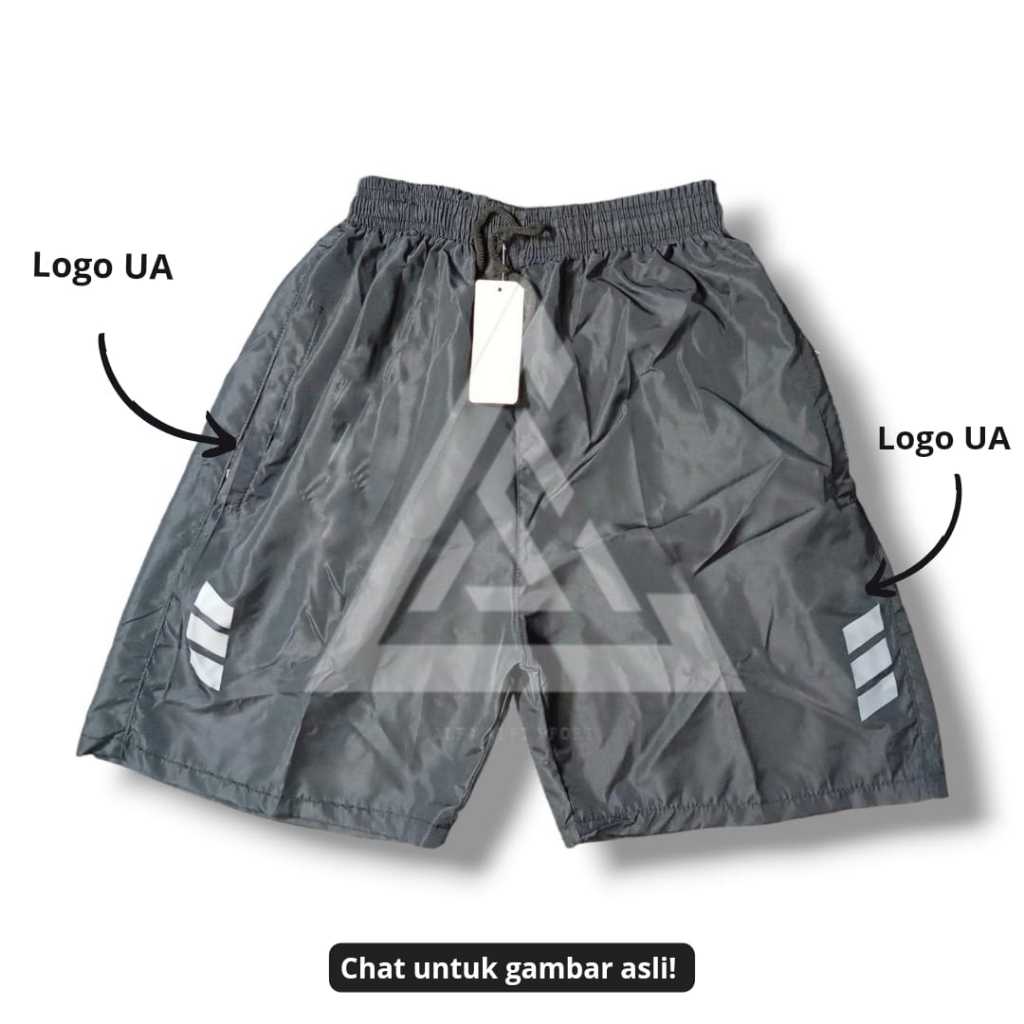 Celana Pendek Olahraga Despo Parasut Tahan Air Logo UA / Celana Parasut Olahraga / Celana Sport Runn
