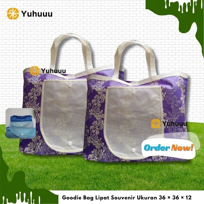 

Tas Spunbond Goodie Bag Tote Bag Lipat Kantong Bingkisan Ukuran 36 × 36 × 12 HBK Ungu